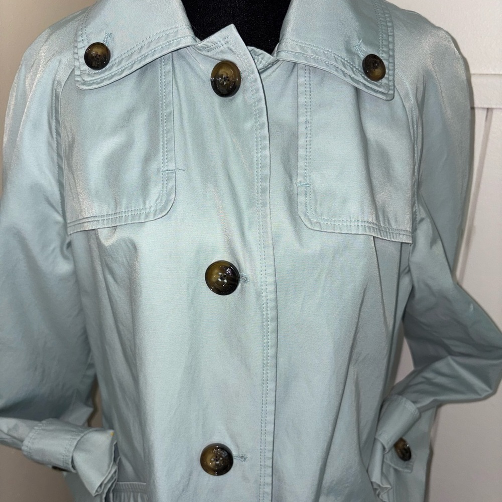 London Fog Sky Blue Trench Coat - Picture 2 of 11